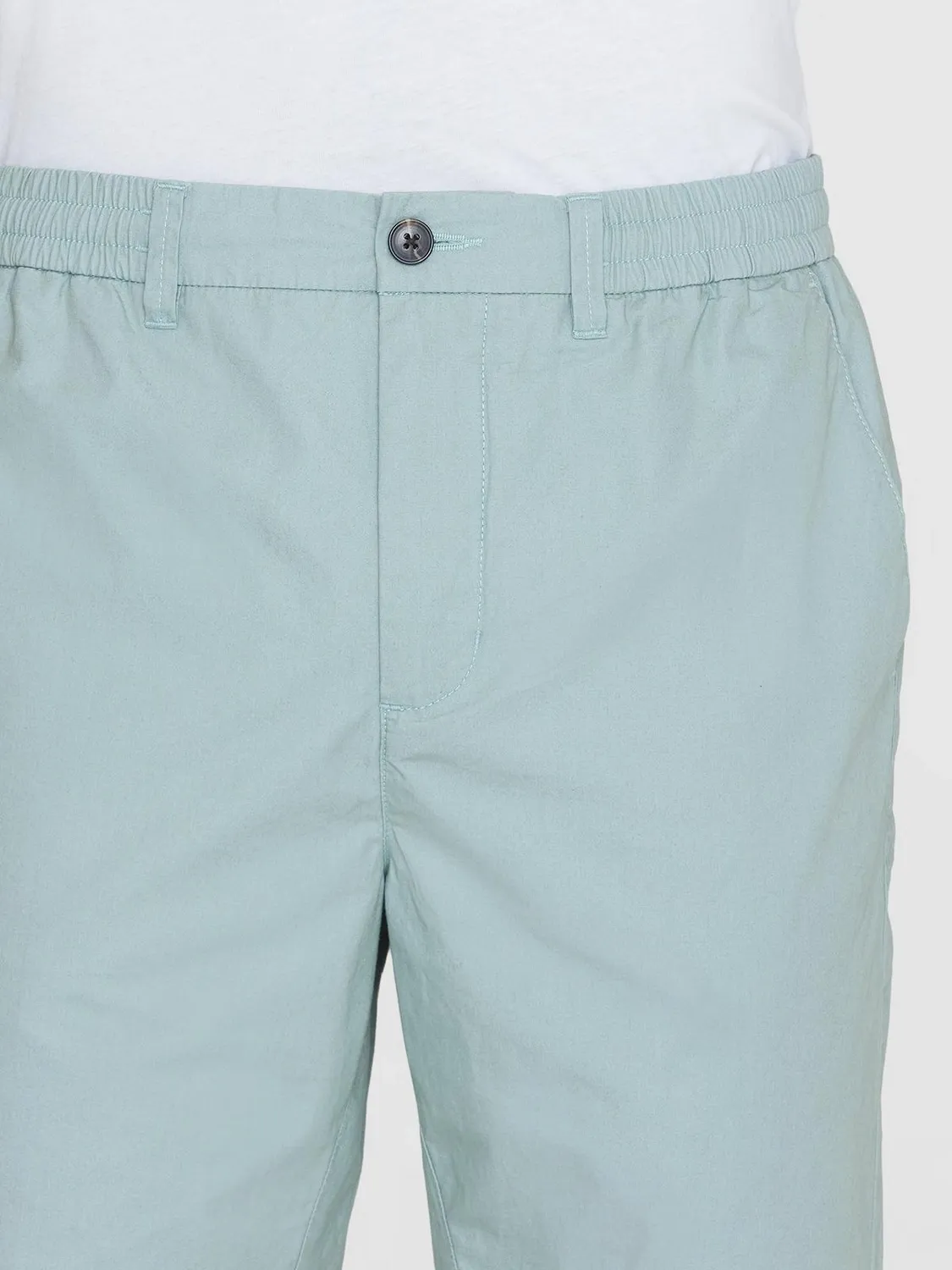 Short KnowledgeCotton Apparel Homme Fig Loose Poplin Elastic Waist String Gray Mist