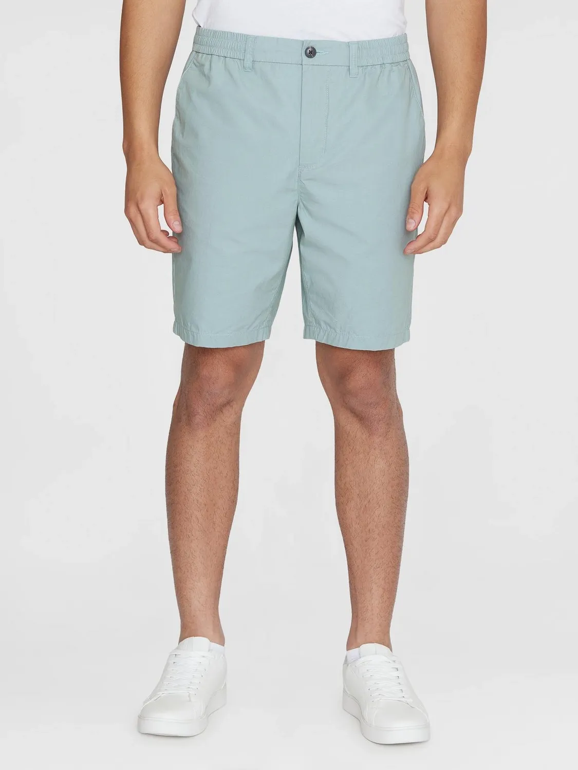 Short KnowledgeCotton Apparel Homme Fig Loose Poplin Elastic Waist String Gray Mist